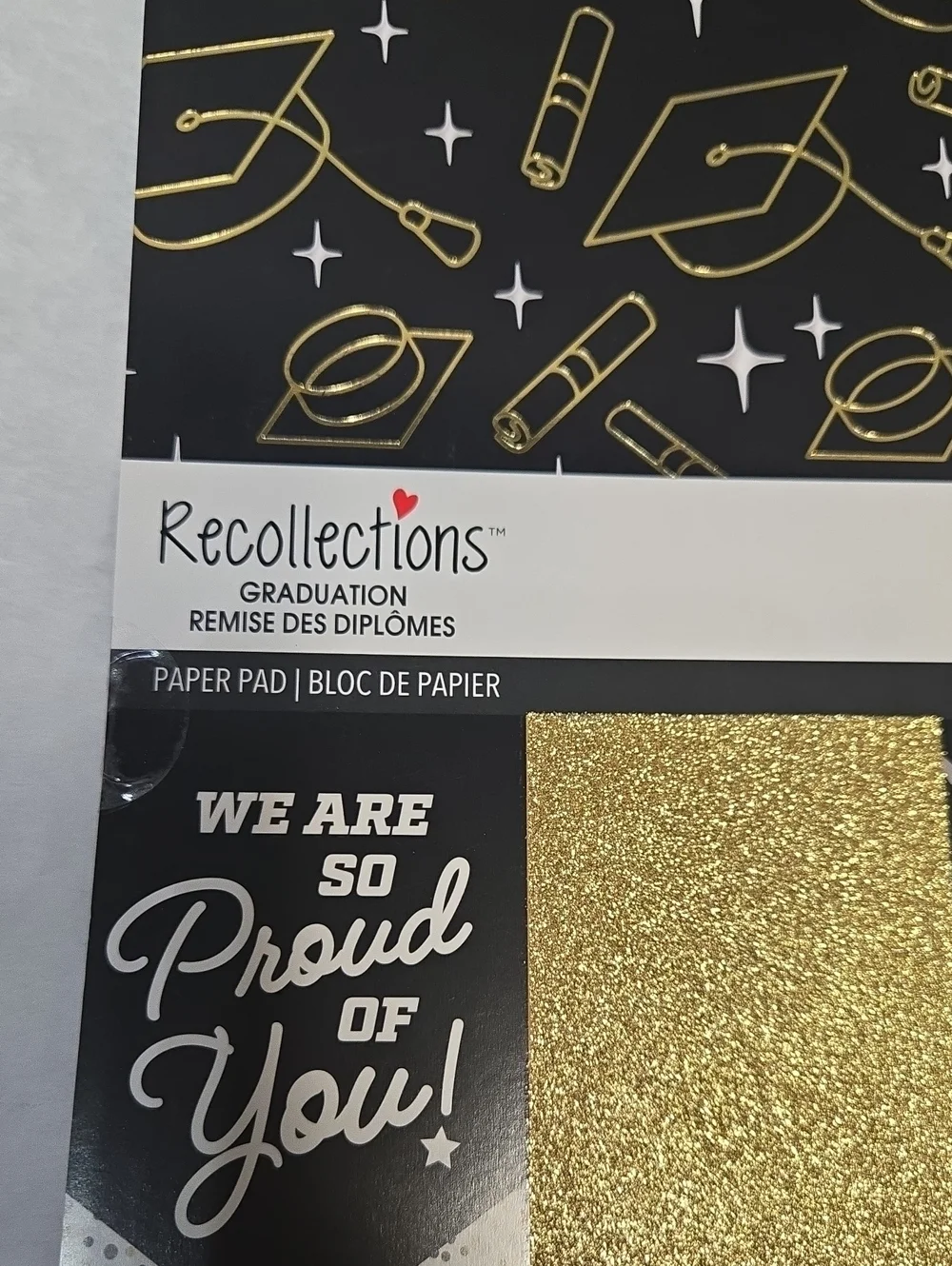 🌞NWT! Recollections Graduation Party Paper Pad - Black, Gold, White 12x12